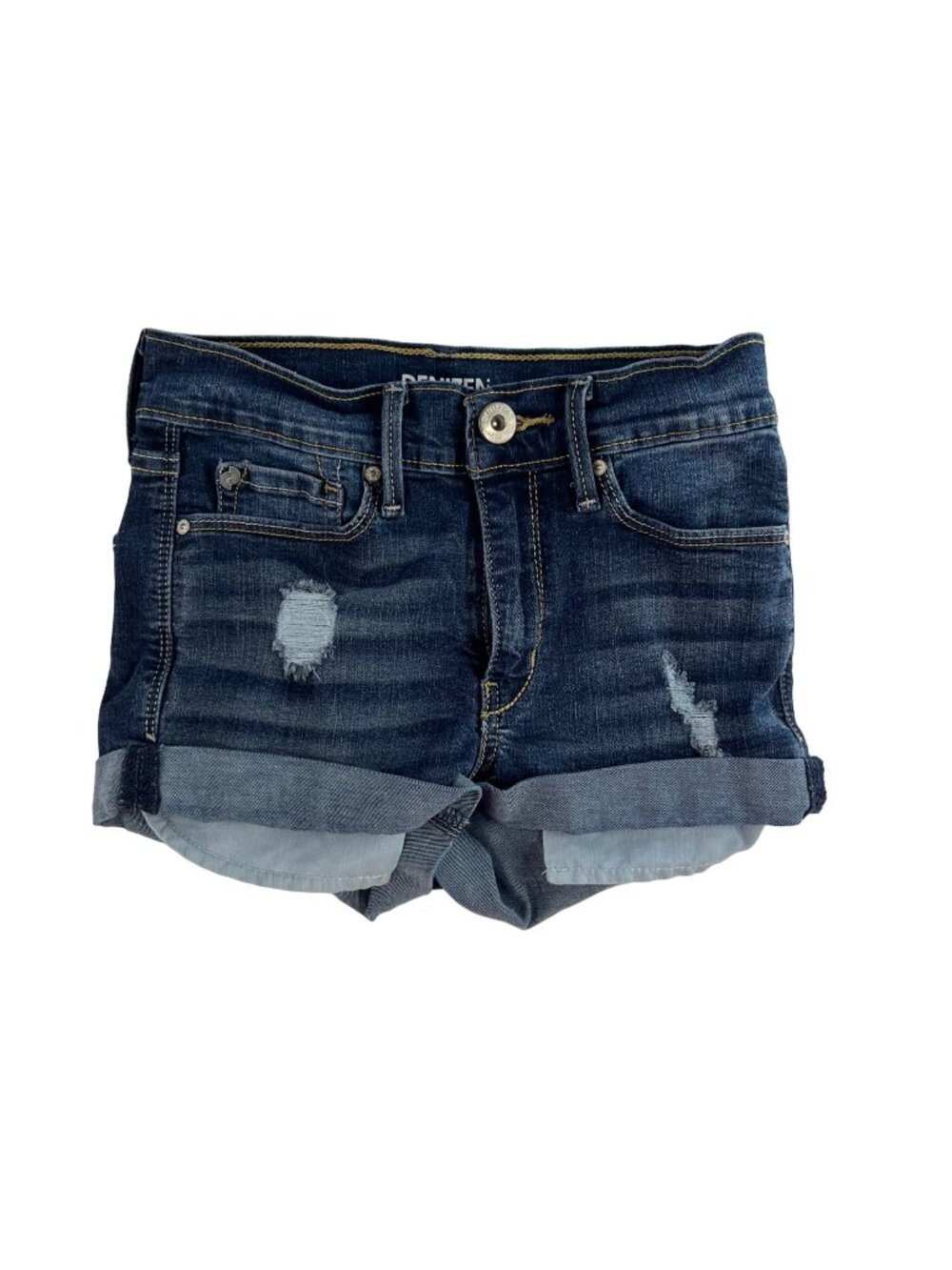 Levis Denizen Denim‎ Shorts High Rise Shortie Womens W25 Summer Distressed